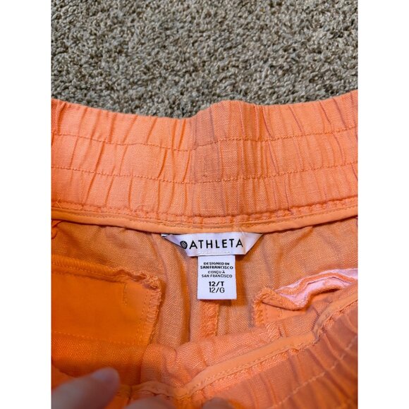 NEW Athleta Cabo 100% Linen Joggers High-Rise Pull-On Cactus Peach Pant 12 Tall - Picture 8 of 12
